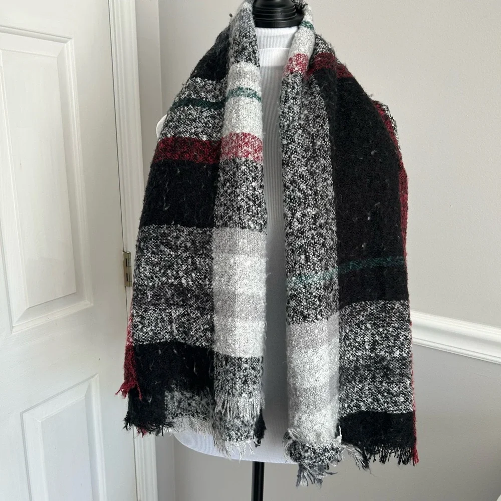 Simply Southern Soft Plaid Shawl - Black, Red, Green, White